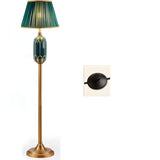 Luxury Green Pleated Bedside Floor Lamp with Shelf Image - 20