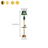 Luxury Green Pleated Bedside Floor Lamp with Shelf #size