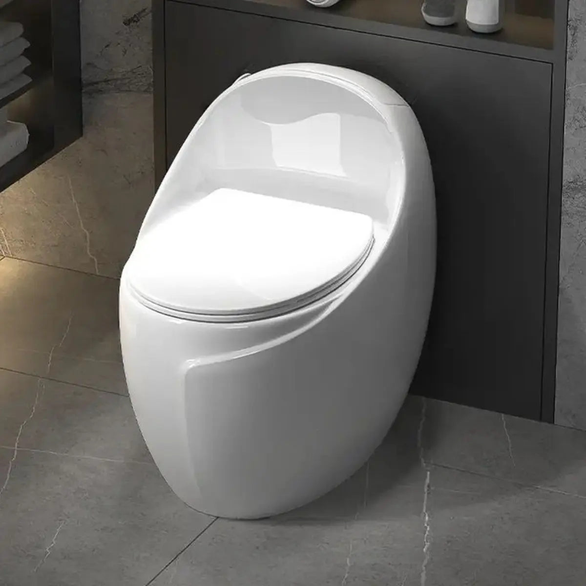 Luxury Grey One-Piece Gravity Siphon Flush Oval Toilet Image - 13