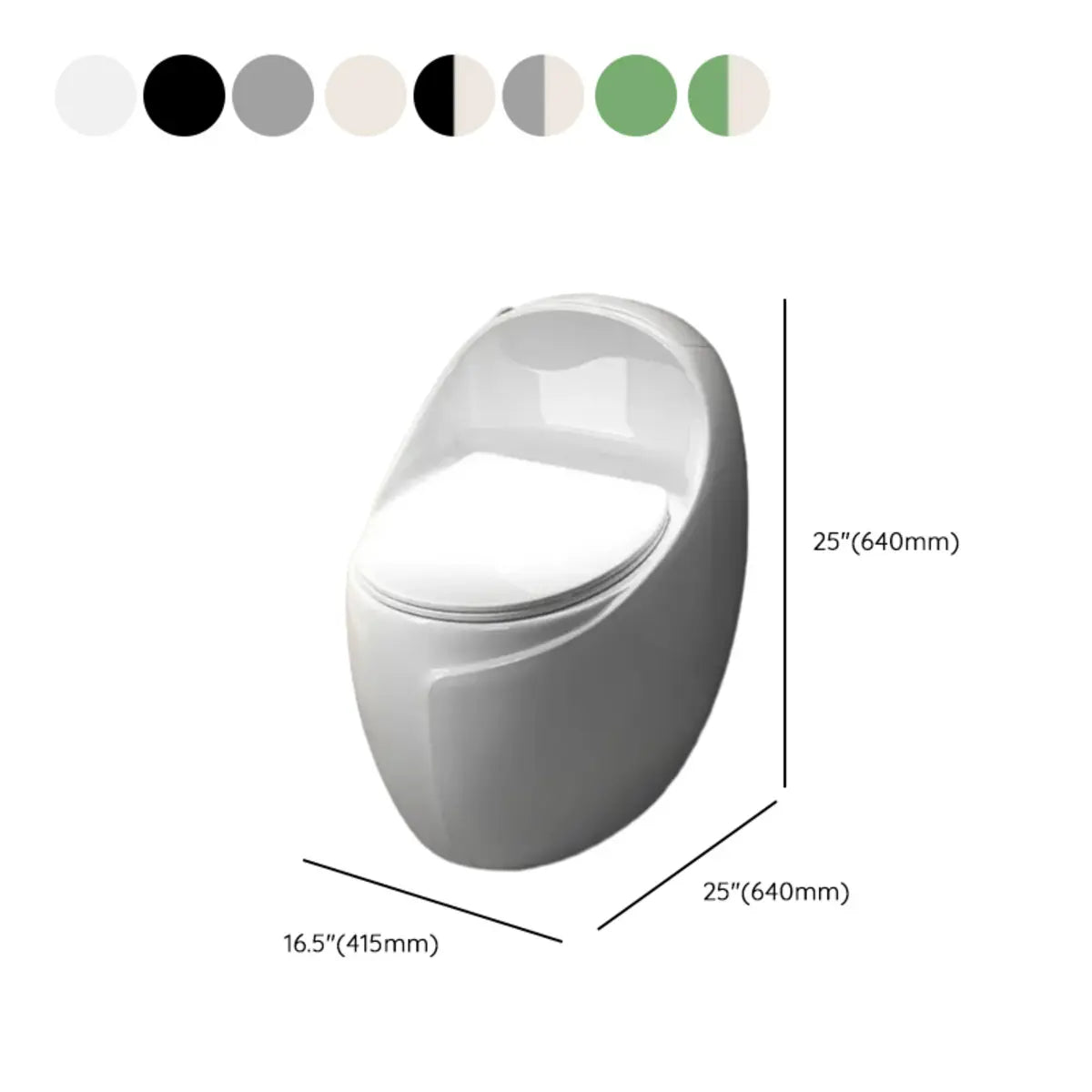 Luxury Grey One-Piece Gravity Siphon Flush Oval Toilet 