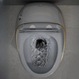 Luxury Grey One-Piece Gravity Siphon Flush Oval Toilet Image - 4