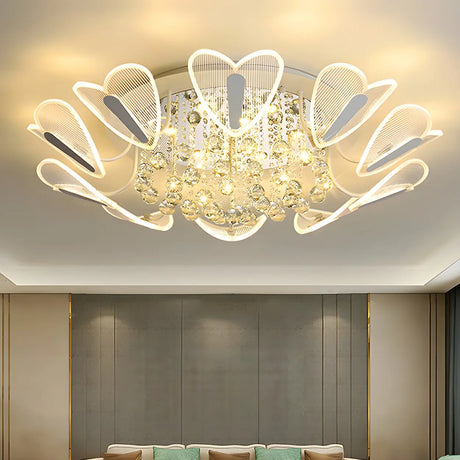 Luxury Heart Crystal LED Flush Mount Ceiling Light Image - 1