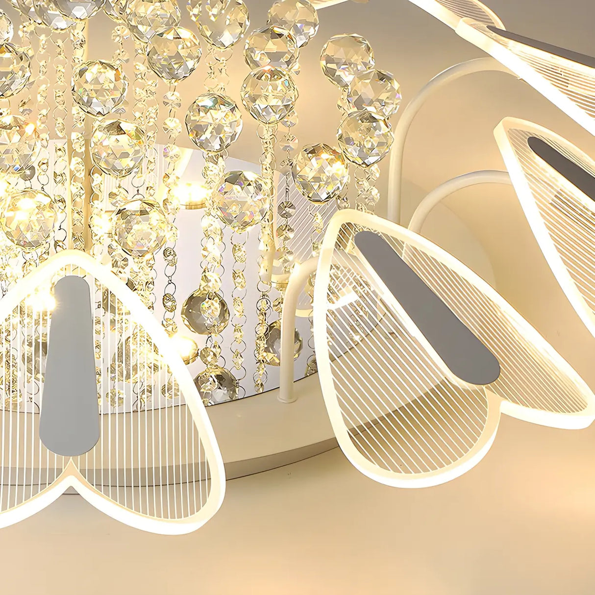 Luxury Heart Crystal LED Flush Mount Ceiling Light Image - 11