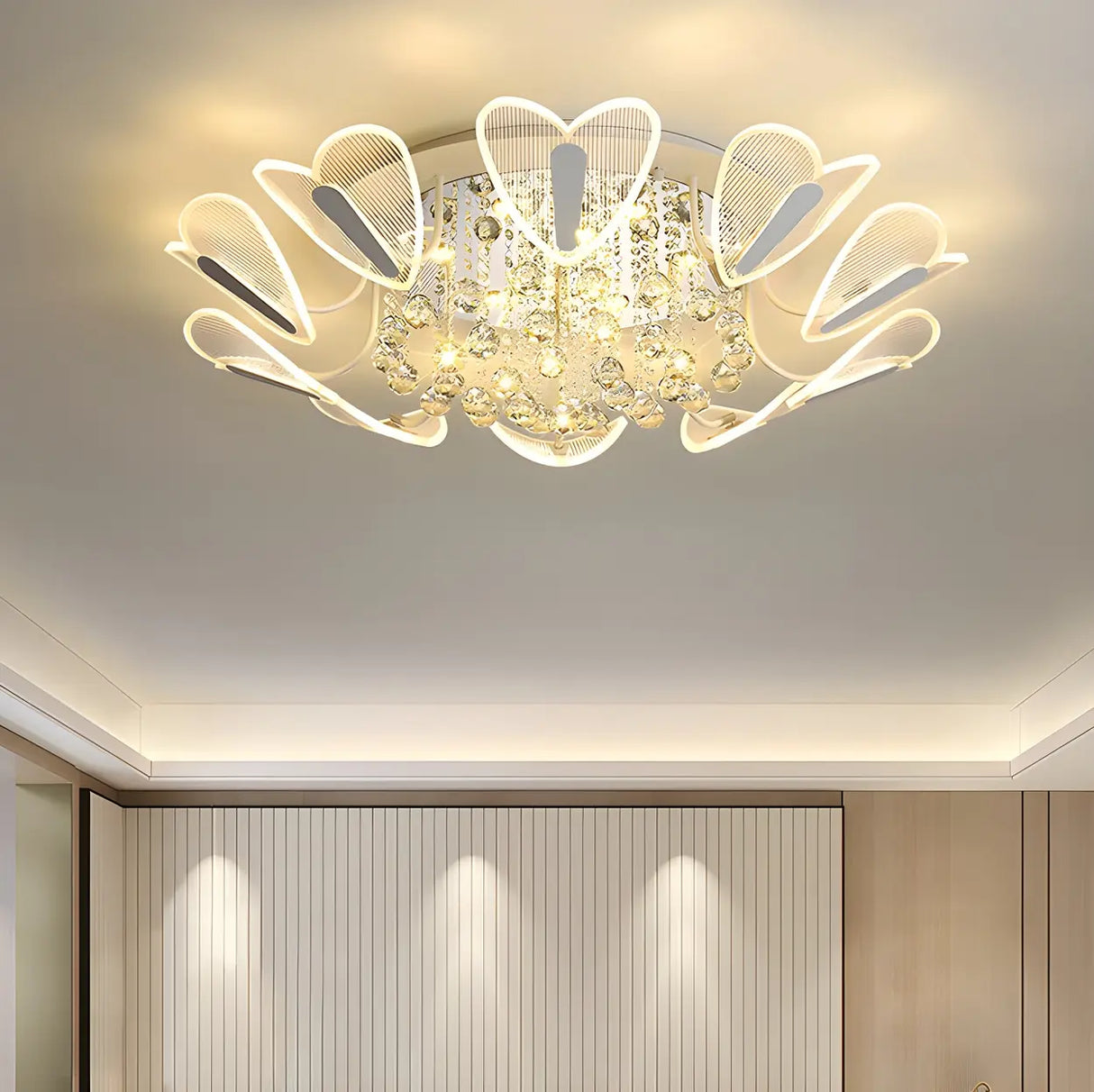 Luxury Heart Crystal LED Flush Mount Ceiling Light Image - 13