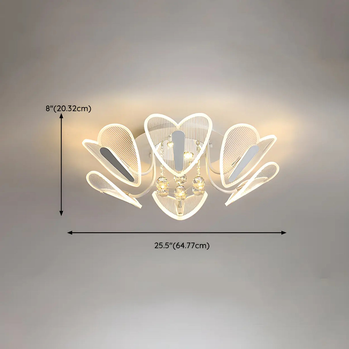 Luxury Heart Crystal LED Flush Mount Ceiling Light 