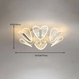 Luxury Heart Crystal LED Flush Mount Ceiling Light #size