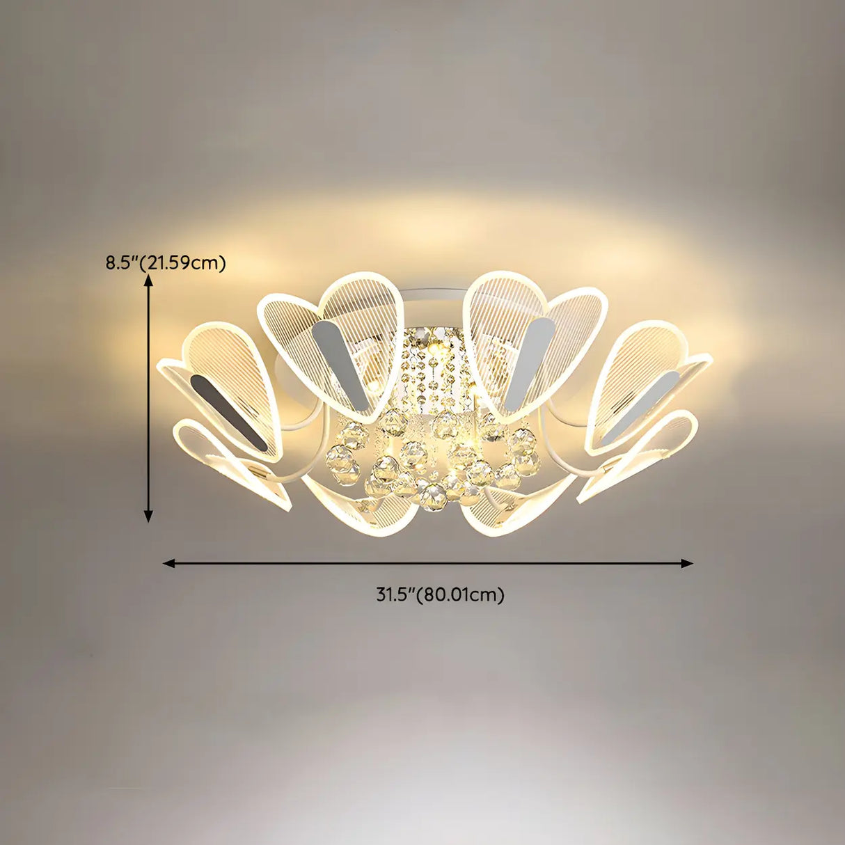 Luxury Heart Crystal LED Flush Mount Ceiling Light Image - 16