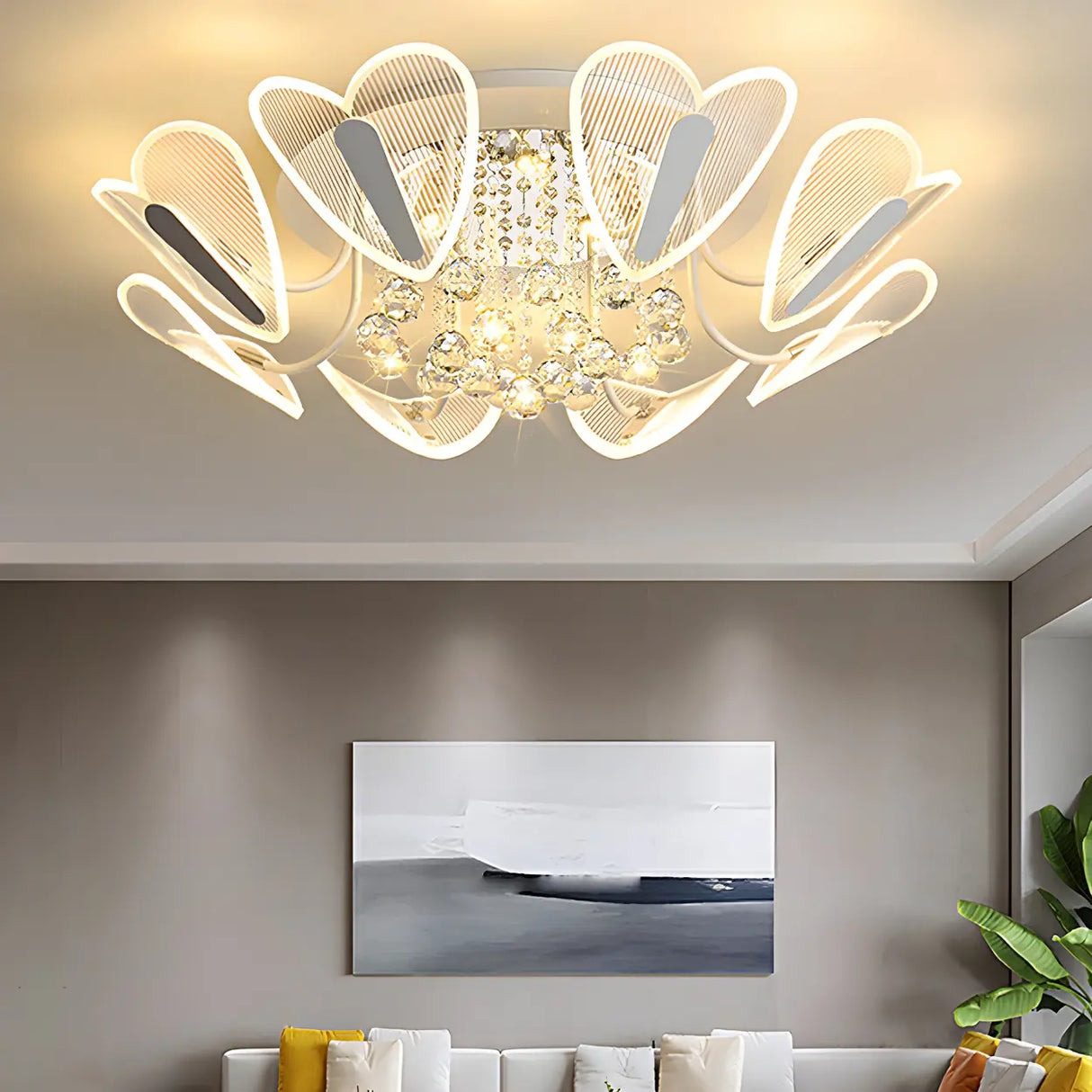 Luxury Heart Crystal LED Flush Mount Ceiling Light Image - 3