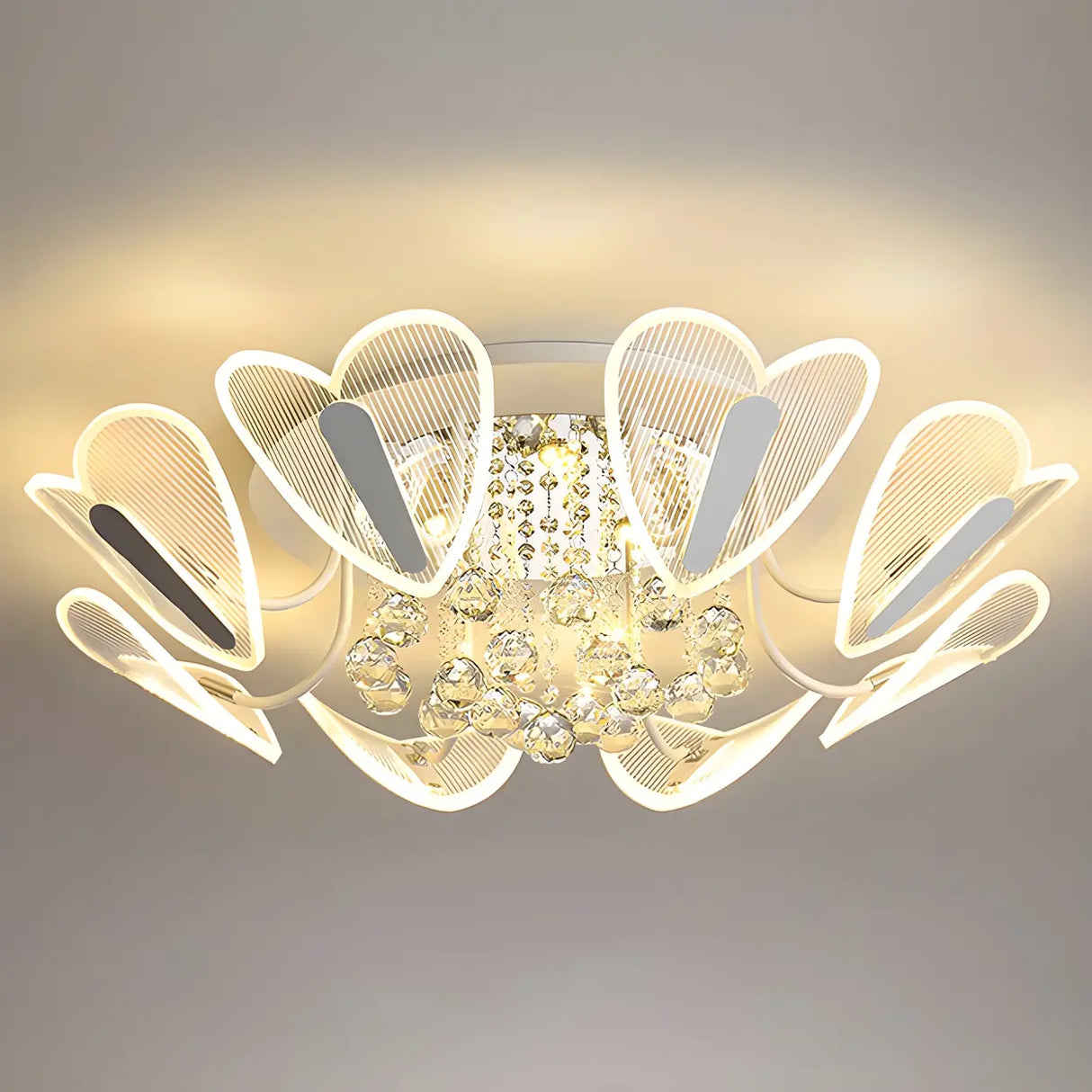 Luxury Heart Crystal LED Flush Mount Ceiling Light Image - 7