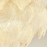 Tiered Luxury Leaf Golden Glass Chandelier Adjustable Length Image - 17