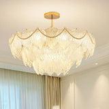 Tiered Luxury Leaf Golden Glass Chandelier Adjustable Length Image - 20