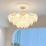 Tiered Luxury Leaf Golden Glass Chandelier Adjustable Length Image - 23