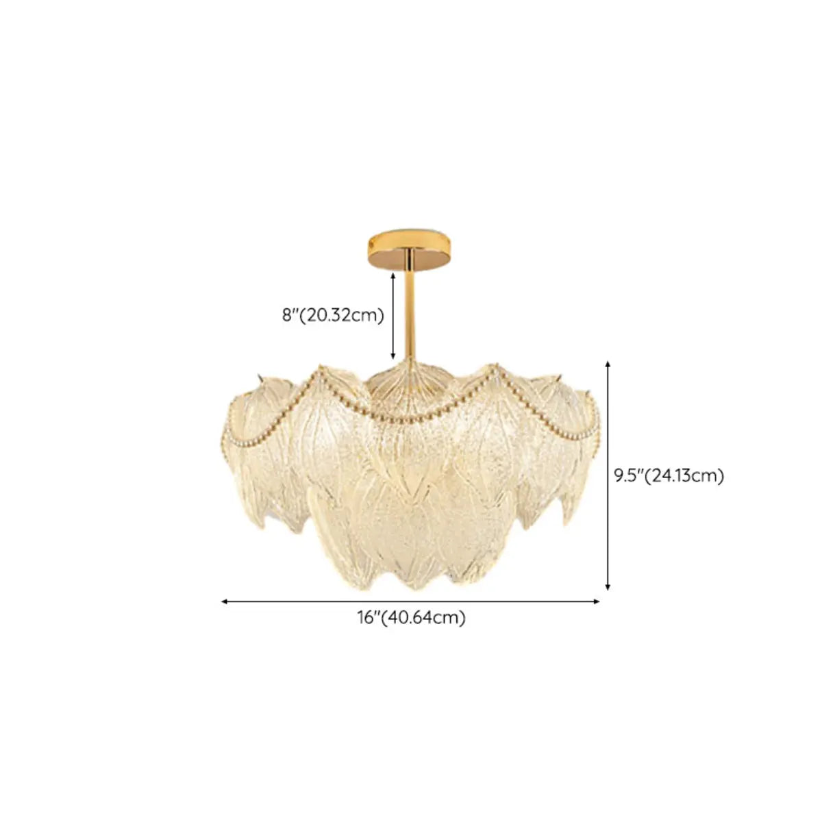 Tiered Luxury Leaf Golden Glass Chandelier Adjustable Length Image - 28