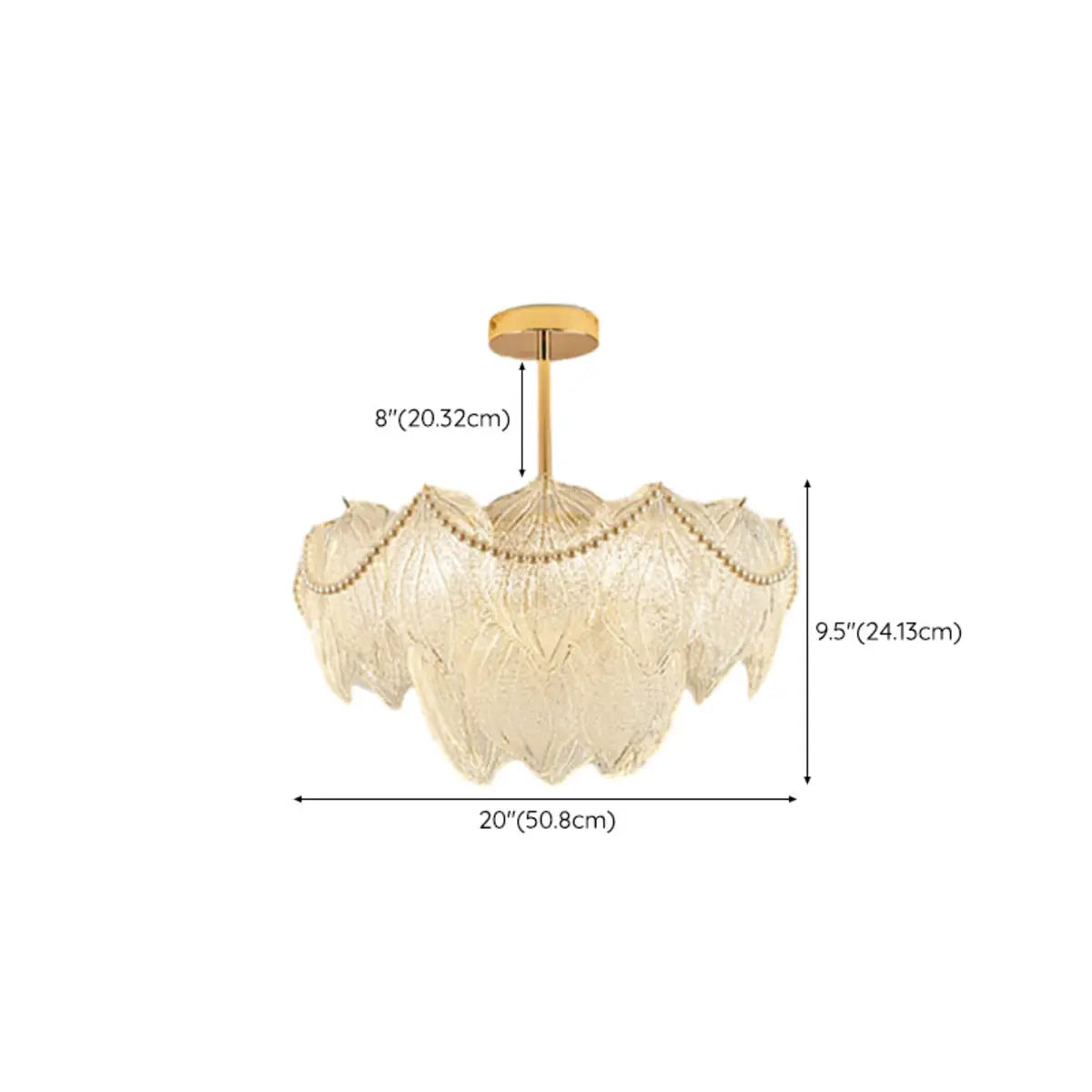 Tiered Luxury Leaf Golden Glass Chandelier Adjustable Length Image - 29