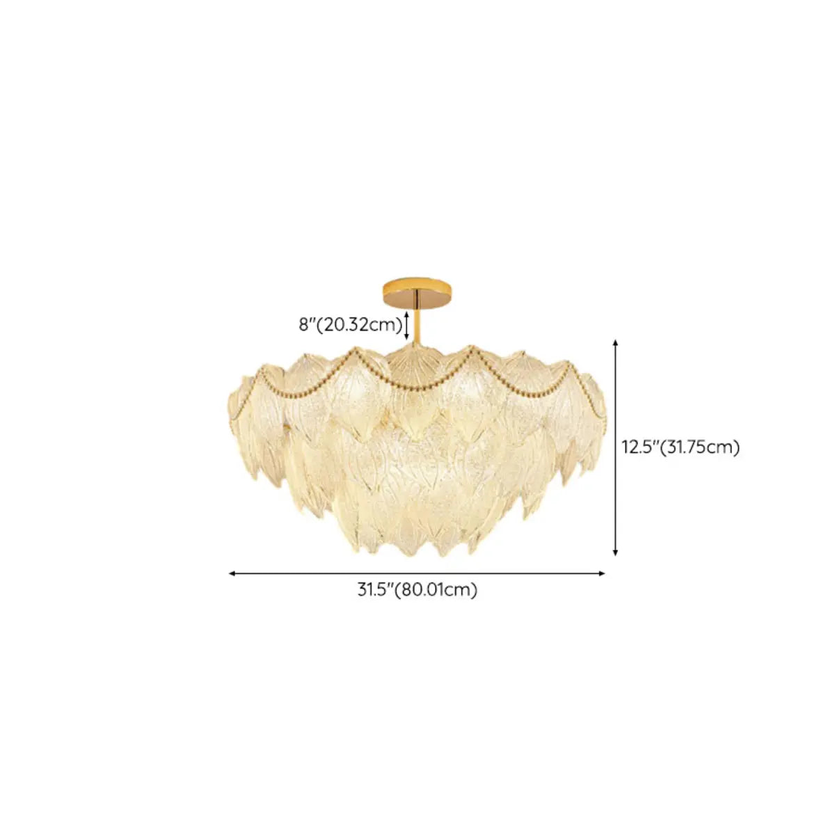 Tiered Luxury Leaf Golden Glass Chandelier Adjustable Length Image - 31