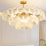 Italian Luxury Shell Tiered Glass Bedroom Gold Chandelier Image - 10