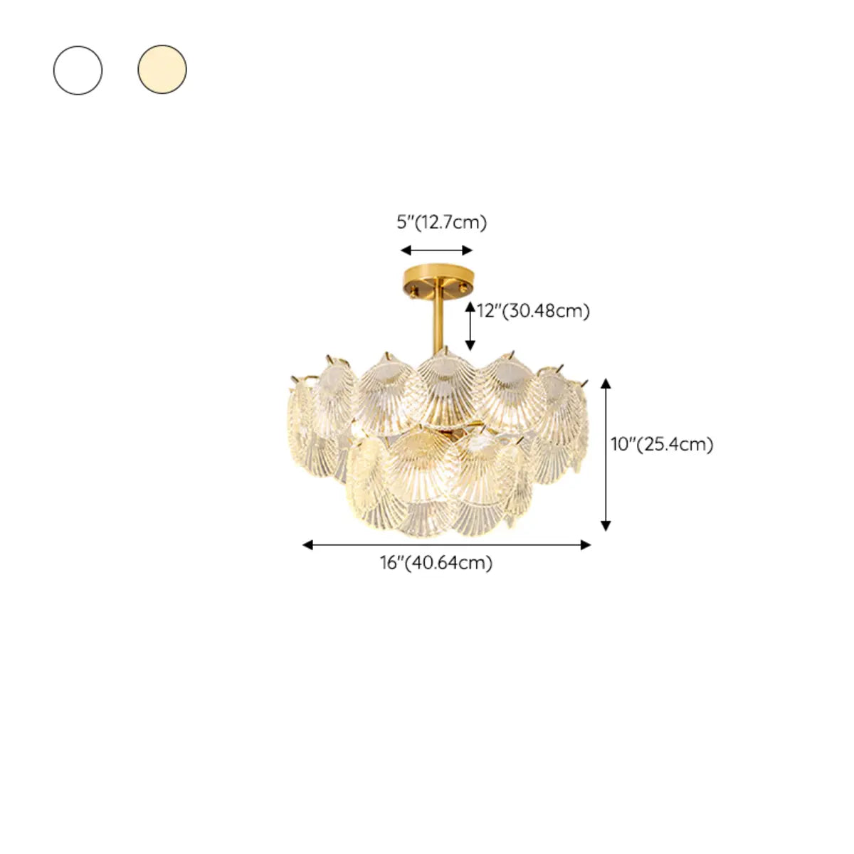 Italian Luxury Shell Tiered Glass Bedroom Gold Chandelier 