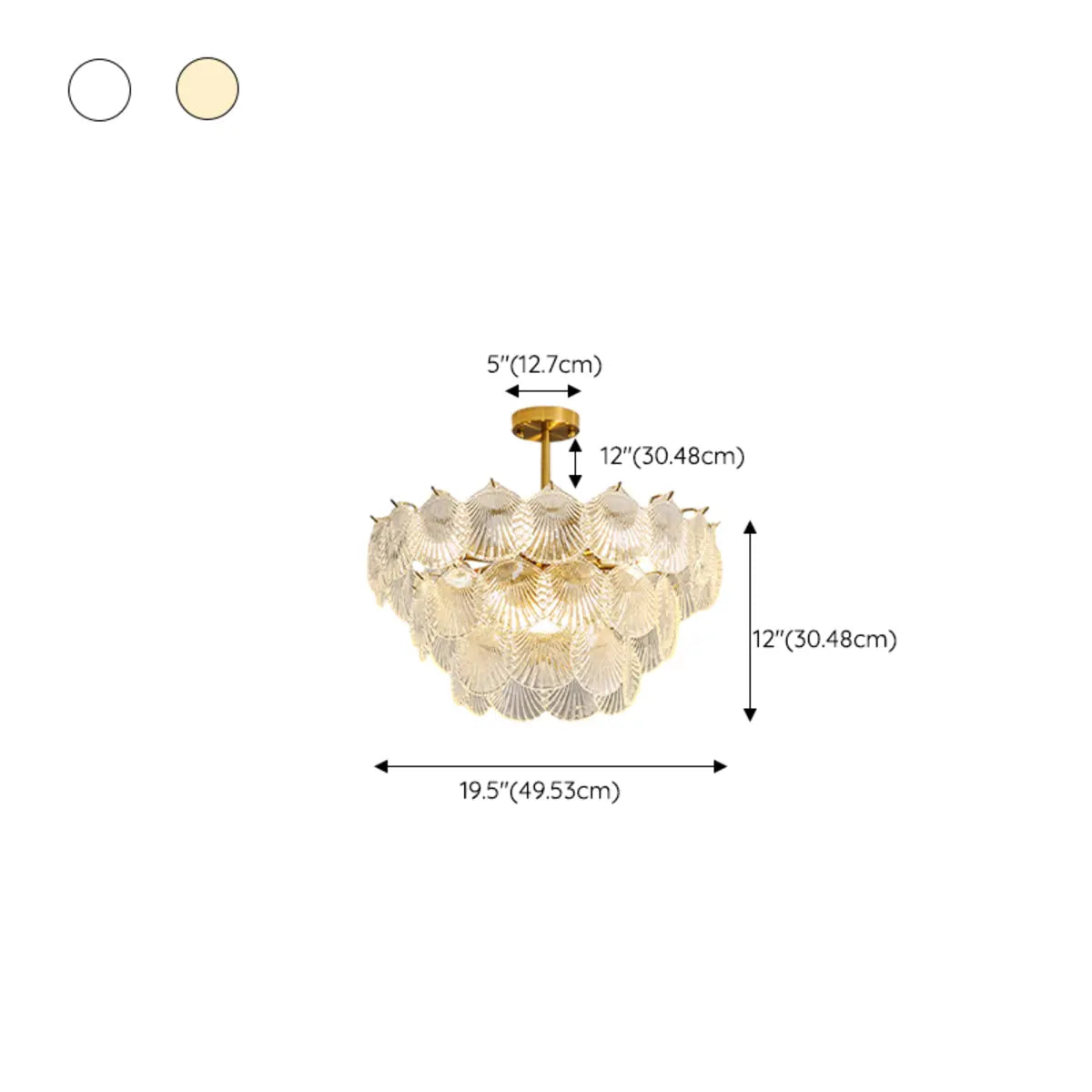 Italian Luxury Shell Tiered Glass Bedroom Gold Chandelier Image - 26