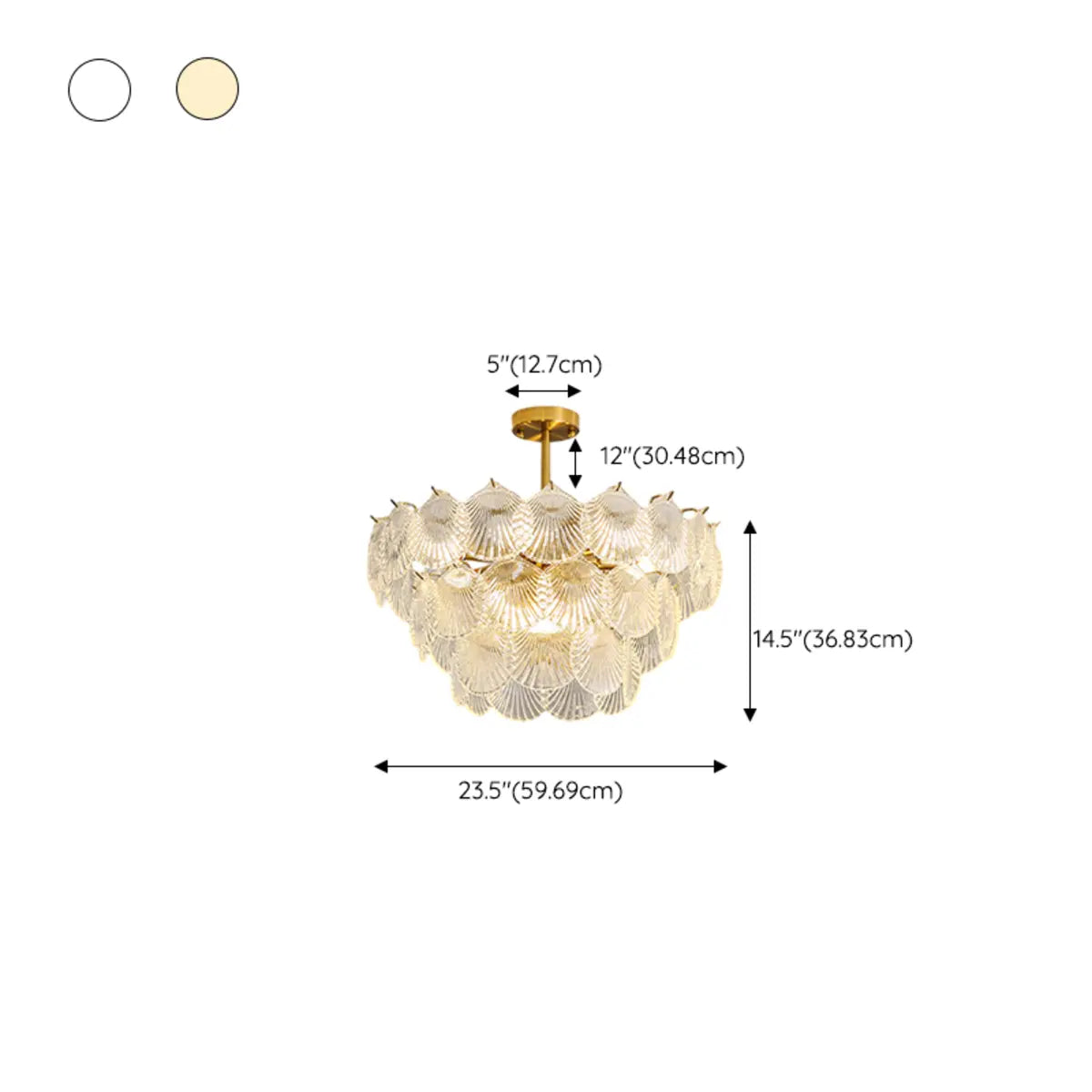 Italian Luxury Shell Tiered Glass Bedroom Gold Chandelier Image - 27