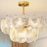 Italian Luxury Shell Tiered Glass Bedroom Gold Chandelier Image - 3