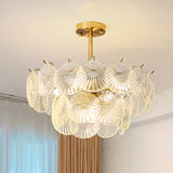 Italian Luxury Shell Tiered Glass Bedroom Gold Chandelier Image - 6