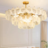 Italian Luxury Shell Tiered Glass Bedroom Gold Chandelier Image - 8