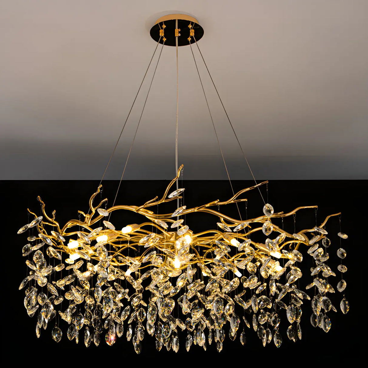 Luxury Living Room Gold Tree Branch Crystal Chandelier Image - 11