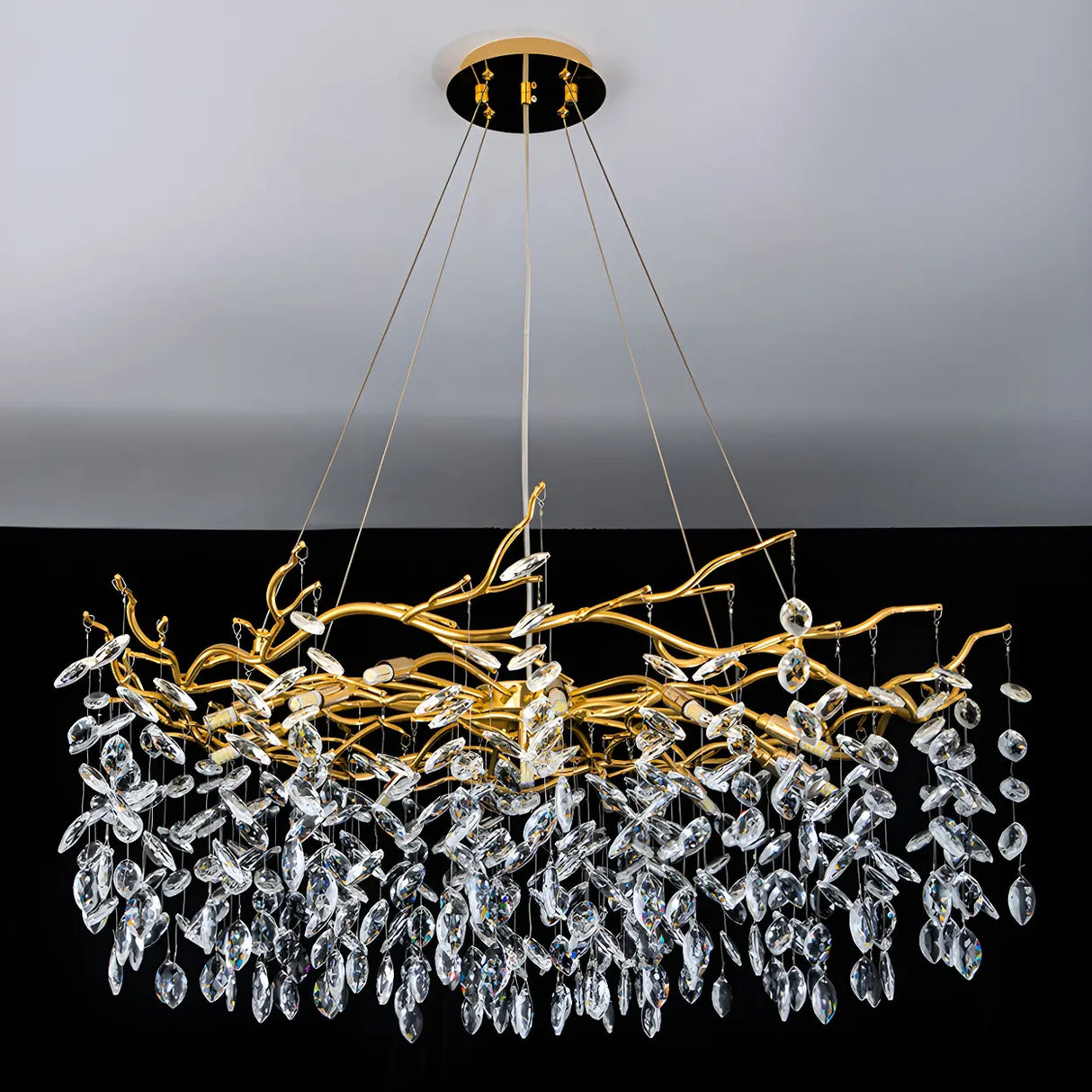 Luxury Living Room Gold Tree Branch Crystal Chandelier Image - 12