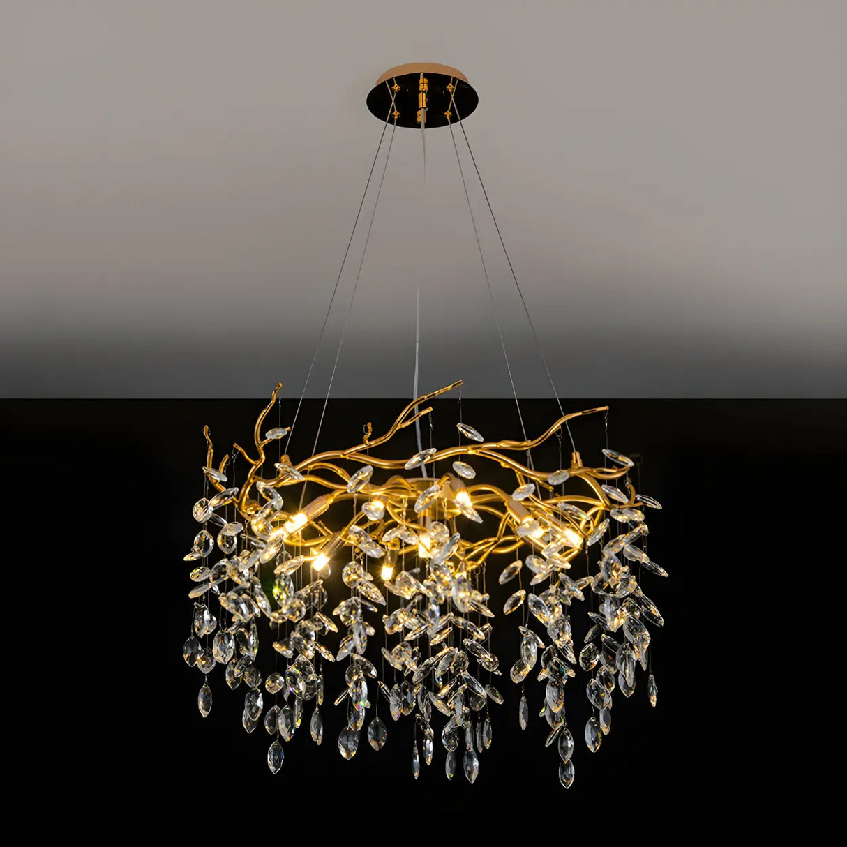 Luxury Living Room Gold Tree Branch Crystal Chandelier Image - 3