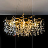 Luxury Living Room Gold Tree Branch Crystal Chandelier Image - 9