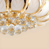 Luxury Lotus Gold Crystal Flush Mount Light Bedroom Image - 11