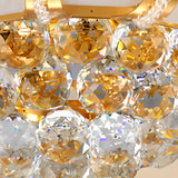 Luxury Lotus Gold Crystal Flush Mount Light Bedroom Image - 12