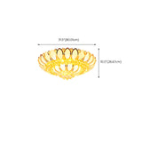 Luxury Lotus Gold Crystal Flush Mount Light Bedroom Image - 16