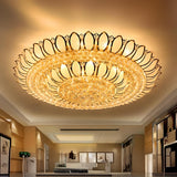 Luxury Lotus Gold Crystal Flush Mount Light Bedroom Image - 3