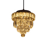 Luxury Mini Clear Crystal Tiered Hanging Pendant Light Image - 3