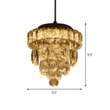 Luxury Mini Clear Crystal Tiered Hanging Pendant Light #size