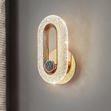 Luxury Modern Crystal Golden Oval Wall Sconce Image - 1