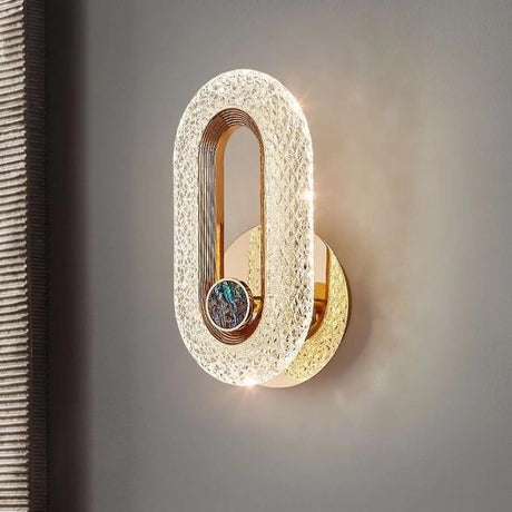 Luxury Modern Crystal Golden Oval Wall Sconce Image - 1