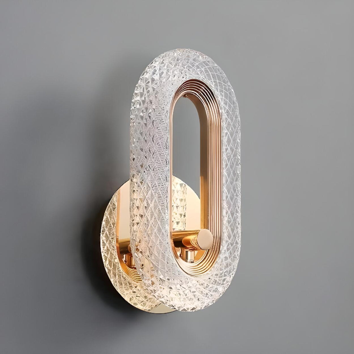 Luxury Modern Crystal Golden Oval Wall Sconce Image - 8