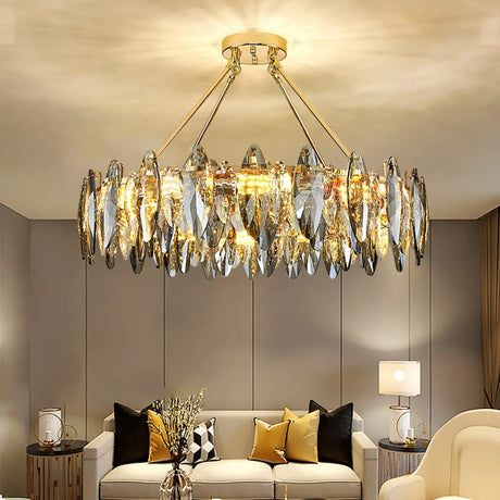 Luxury Modern Crystal Oval Round Living Room Chandelier Image - 1