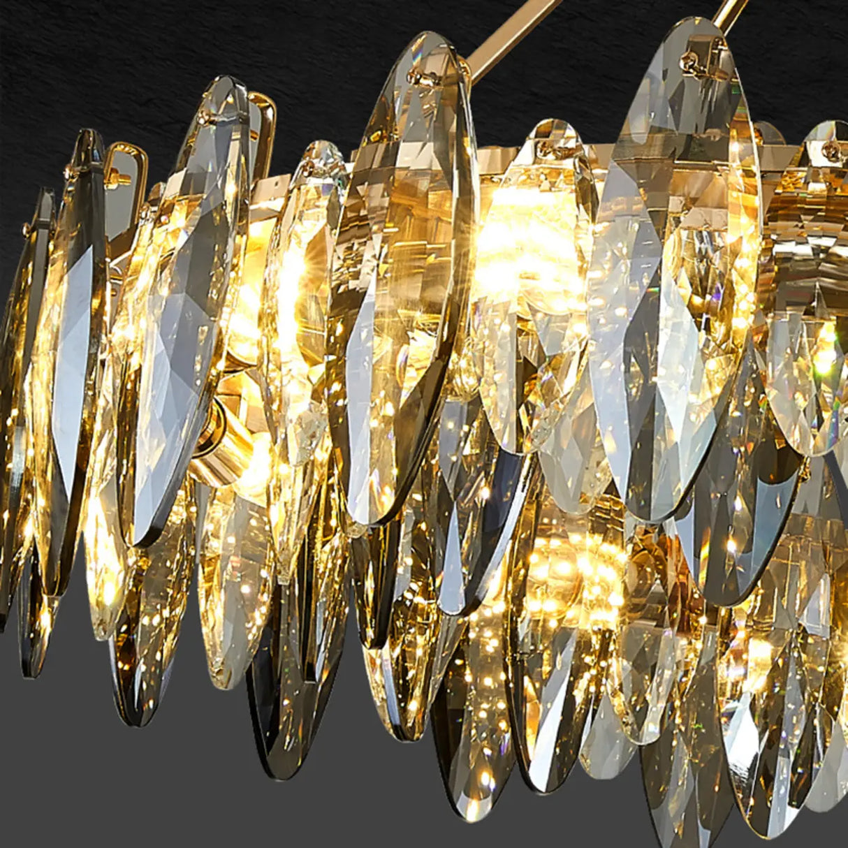 Luxury Modern Crystal Oval Round Living Room Chandelier Image - 8