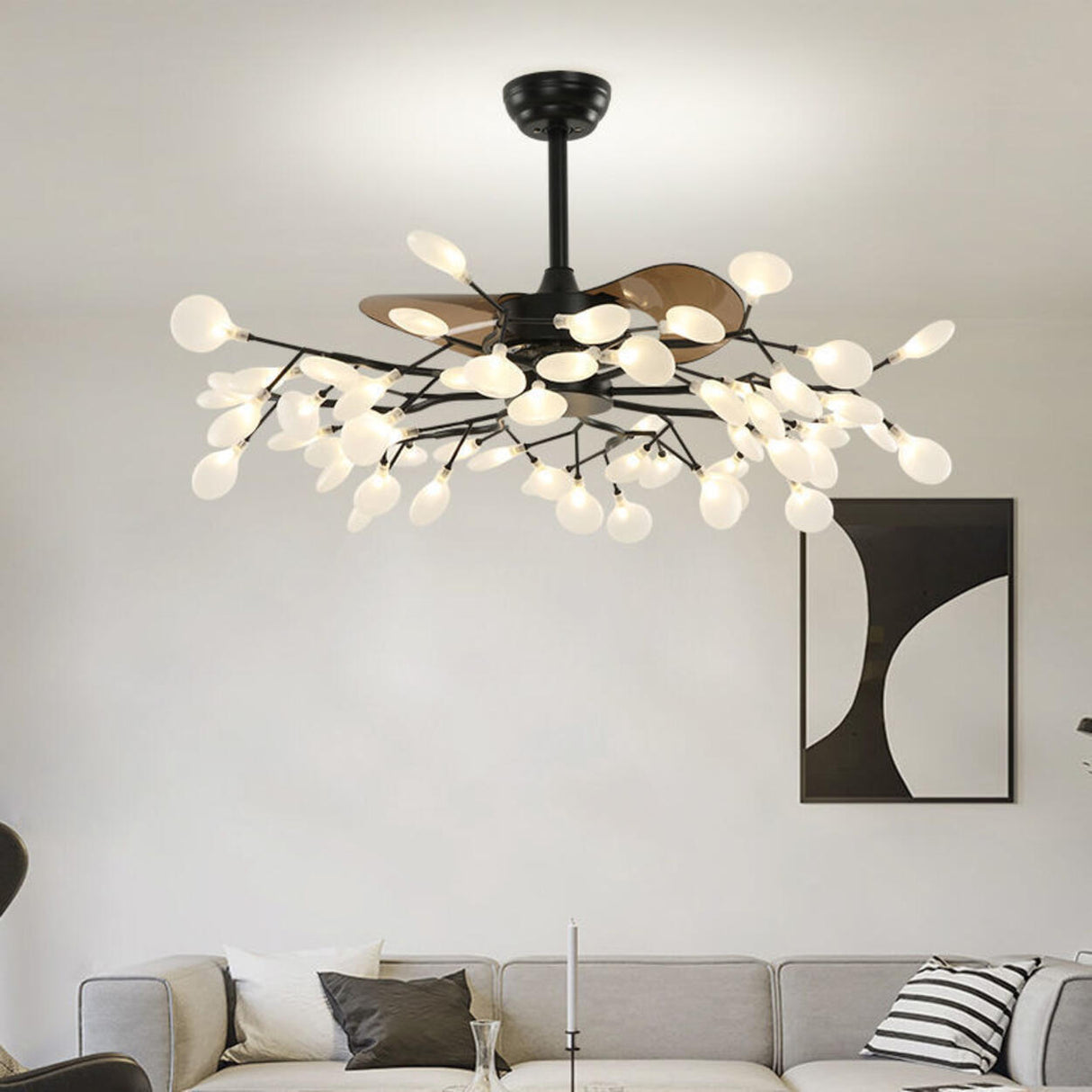 Luxury Modern Gold Firefly Chandelier Fan with Light Image - 2