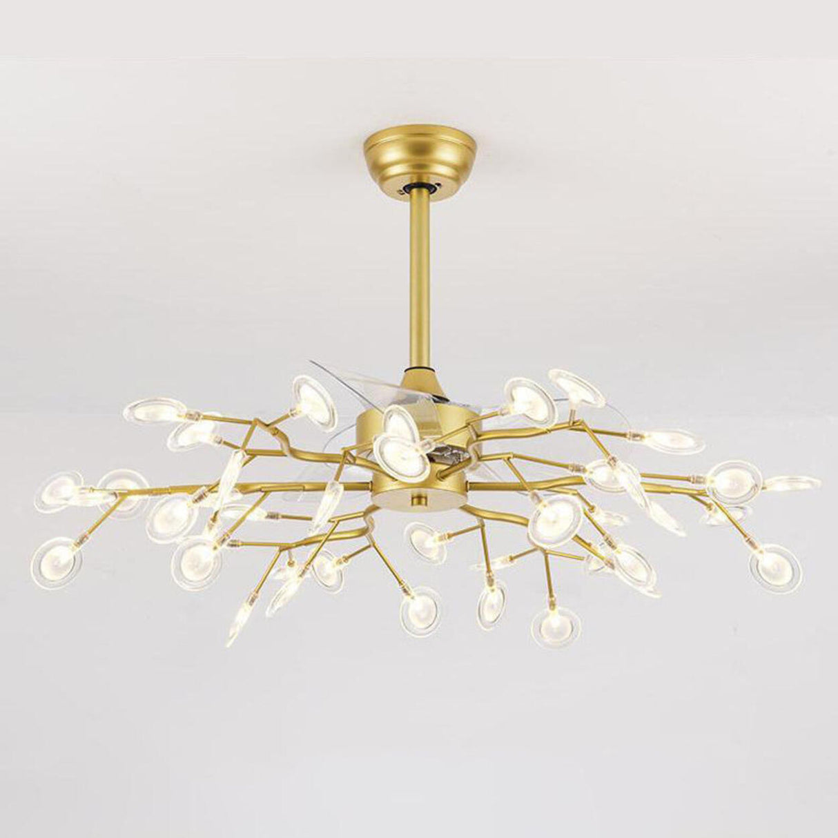 Luxury Modern Gold Firefly Chandelier Fan with Light Image - 7