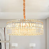 Luxury Modern Gold Round Drum Crystal Chandelier Image - 1