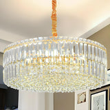 Luxury Modern Gold Round Drum Crystal Chandelier Image - 2