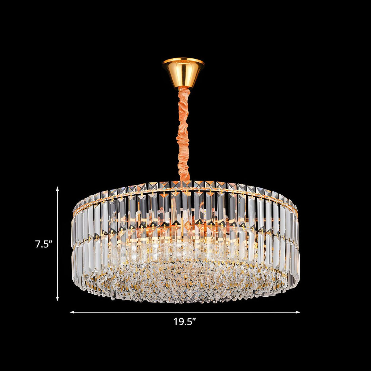 Luxury Modern Gold Round Drum Crystal Chandelier 