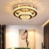 Luxury Multi-Layer Round Crystal Semi-Flush Mount Light Image - 2