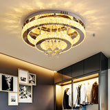 Luxury Multi-Layer Round Crystal Semi-Flush Mount Light Image - 4