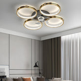 Luxury Multi Ring Gold Finish Ceiling Fan with Light Image - 1