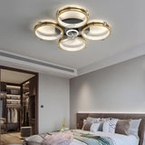 Luxury Multi Ring Gold Finish Ceiling Fan with Light Image - 13